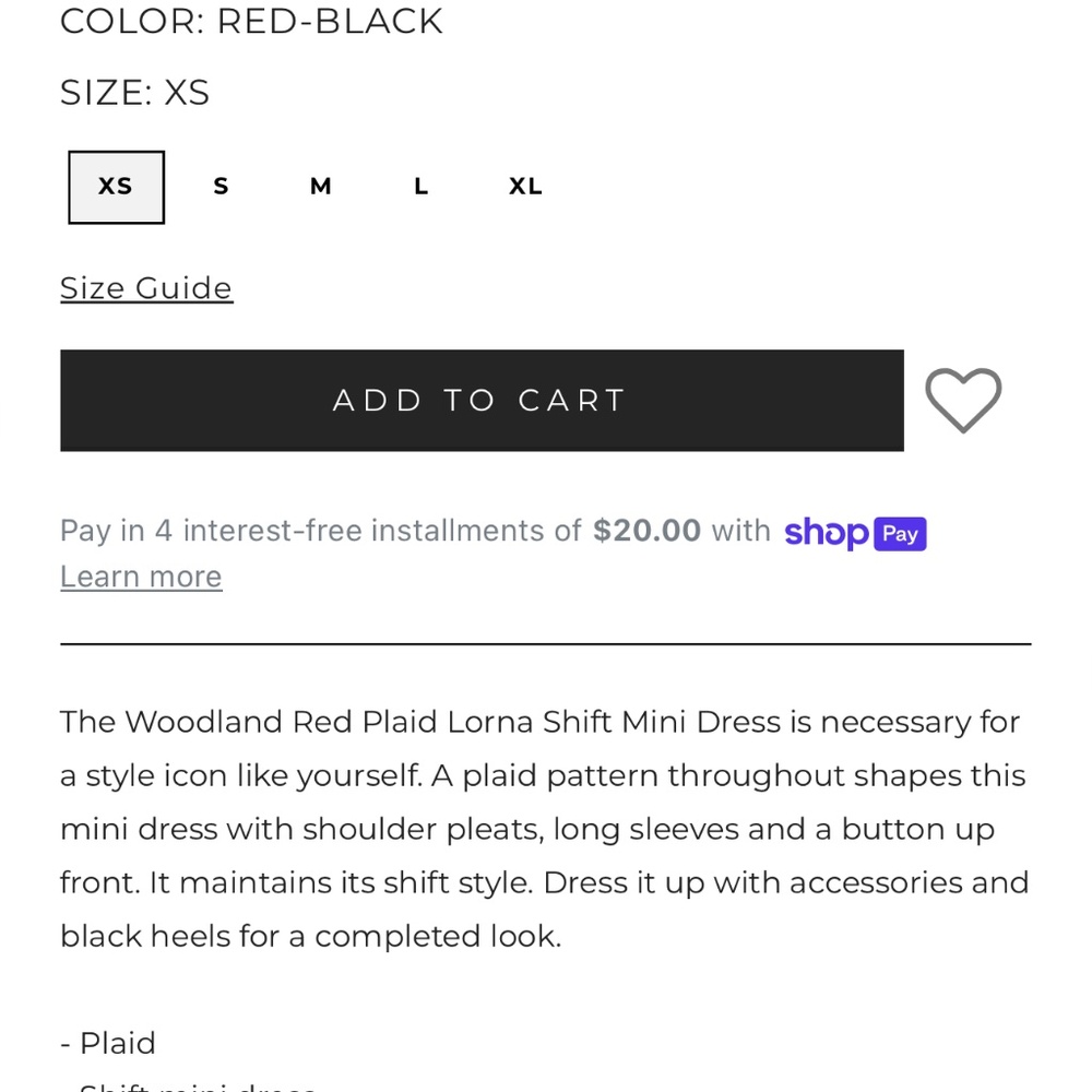 NWT Woodland Red Paid Lorna Shift Mini Dress by SugarLips - Picture 7 of 9